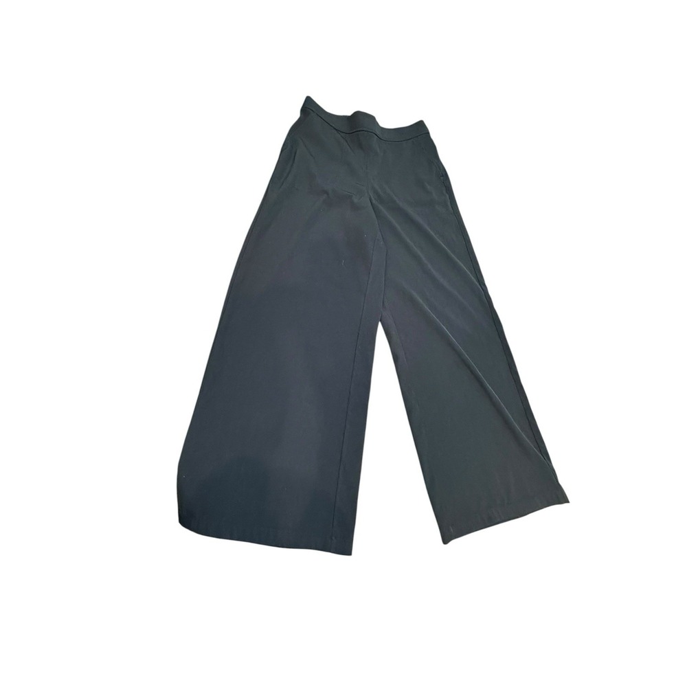Max Studio Womens Large Black Wide Leg Pull On Pants Elastic Waist Career